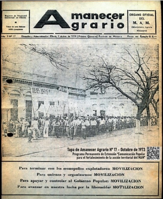 La marcha en la prensa del MAM. Amanecer Agrario N°17 (Primera quincena de octubre de 1973)